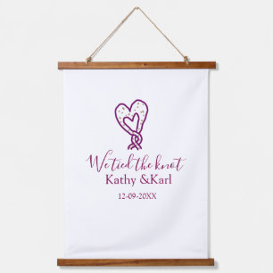 We tied the knot pink heart knots name date romant hanging tapestry