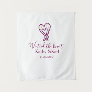 We tied the knot pink heart knots name date romant tapestry