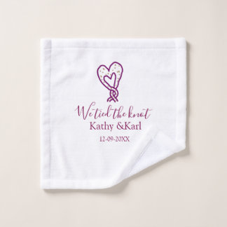 We tied the knot pink heart knots name date romant wash cloth