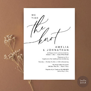 We tied the knot, Romantic Wedding Dinner Party Invitation