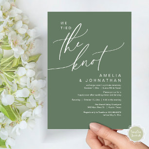 We tied the knot, Romantic Wedding Dinner Party Invitation