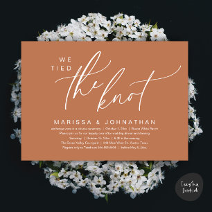 We Tied The Knot Romantic Wedding Elopement Dinner Invitation