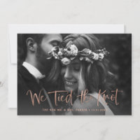 We Tied the Knot Rose Gold Script Photo Elopement