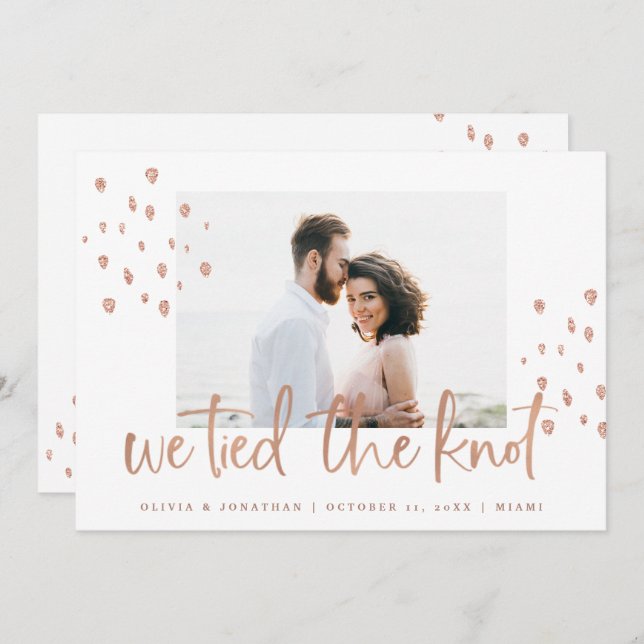 We Tied the Knot | Rose Gold Wedding Announcement (Front/Back)