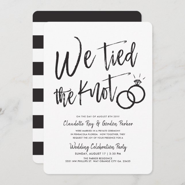 We Tied the Knot | Script | Post Wedding Party Invitation (Front/Back)