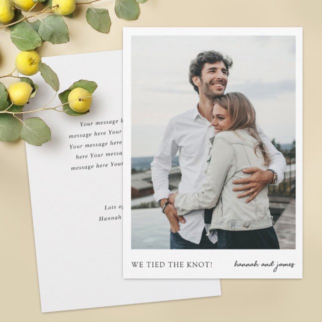  We Tied the Knot Simple Photo Elopement Wedding  Announcement (Creator Uploaded)