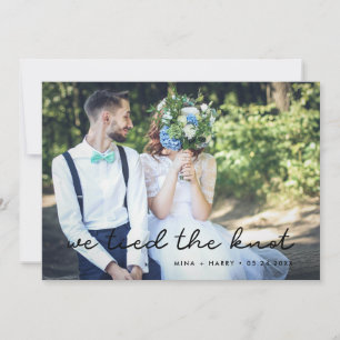 We tied the knot simple wedding photo card