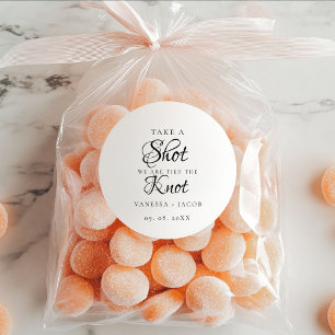 We tied the knot so take a shot Wedding Favour  Classic Round Sticker