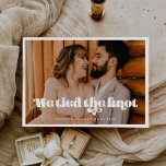 We tied the knot Vintage retro script photo Announcement<br><div class="desc">Choose a retro and vintage for your wedding stationery. Classic yet modern and trendy,  it will suit all your needs. Easily customisable,  you change the text colour or the background as you like.</div>