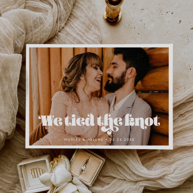 We tied the knot Vintage retro script photo Announcement (Creator Uploaded)