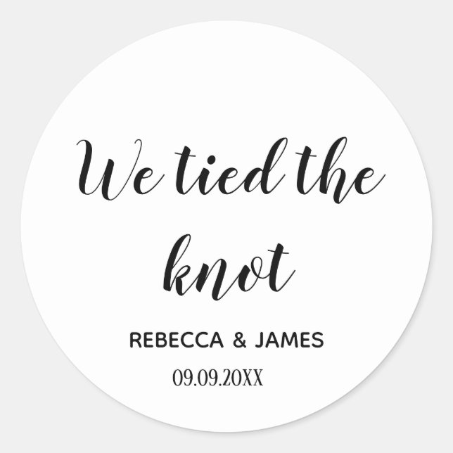 We tied the knot Wedding Classic Round Sticker (Front)
