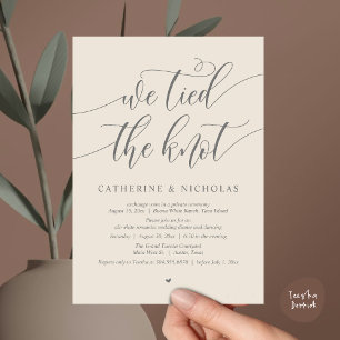 We tied the knot, Wedding Elopement Dinner Party Invitation