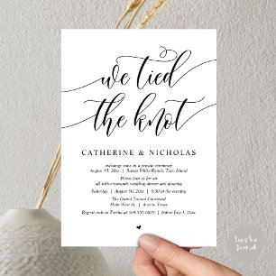 We tied the knot, Wedding Elopement Dinner Party Invitation