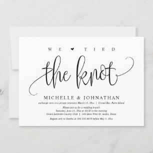 We Tied The Knot, Wedding Elopement Party  Invitation