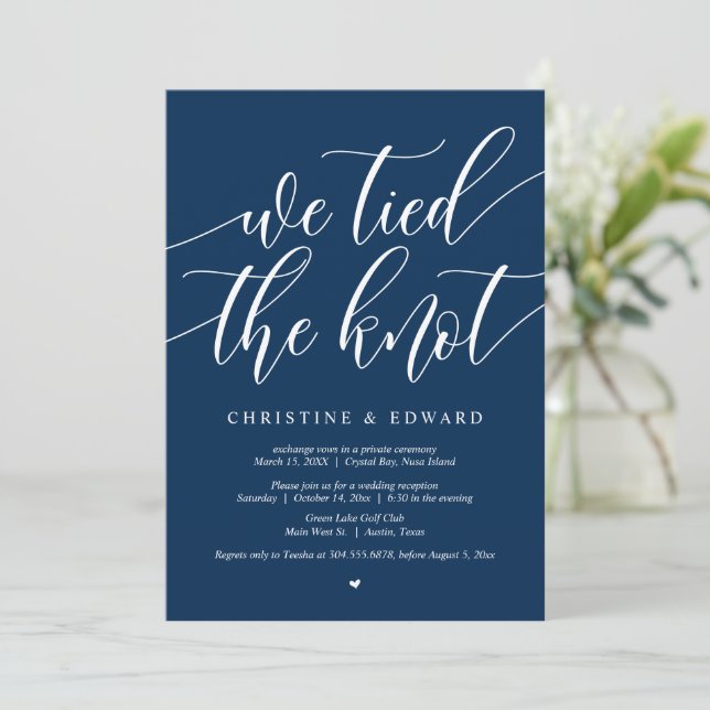 We tied the knot, Wedding Elopement Party Invitation (Standing Front)