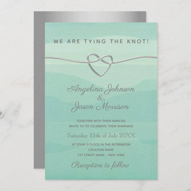 We Tied The Knot Wedding Reception Invitation (Front/Back)