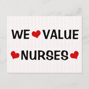 We Value Nurses Hearts Horizontal    Postcard