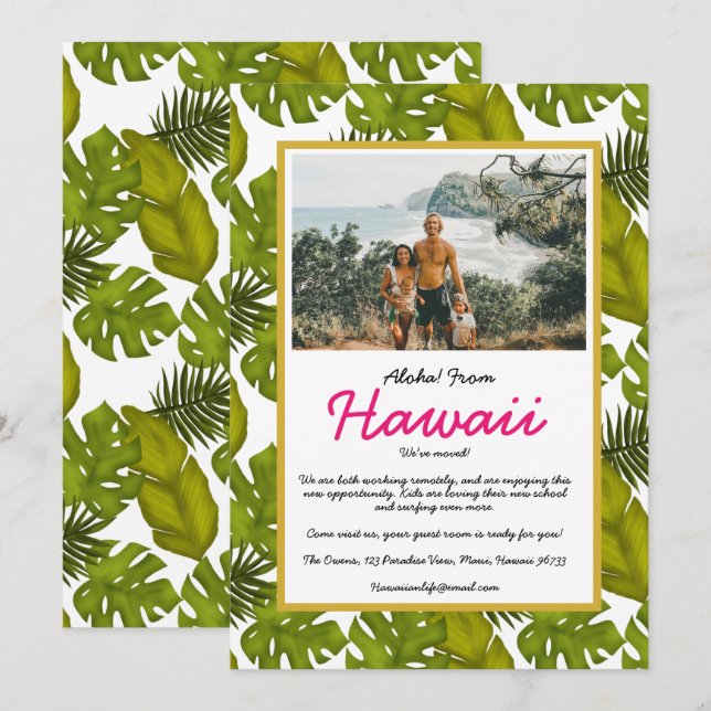 We’ve Moved Aloha From Hawaii Tropical Leaves Announcement (Front/Back)