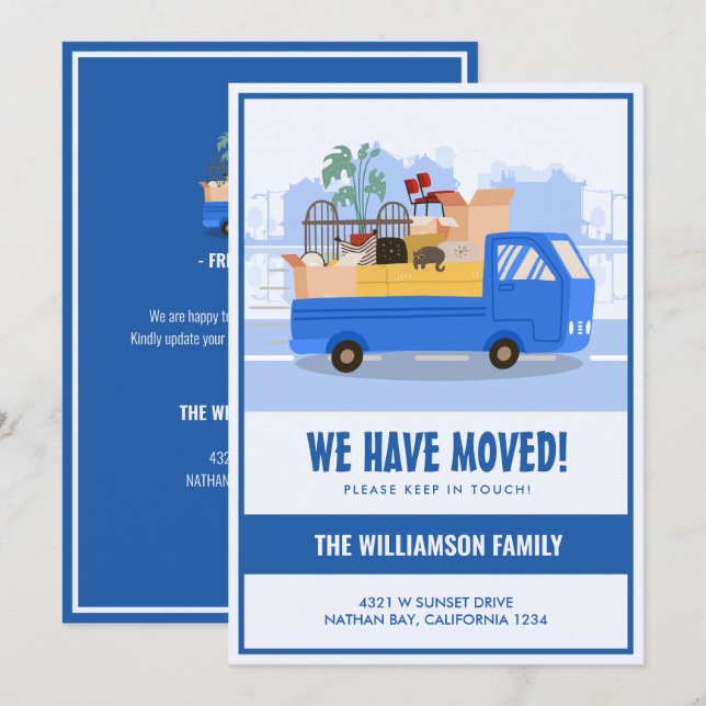 We’ve Moved Blue Truck On The Road Moving Announcement (Front/Back)