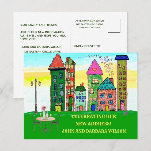 We’ve Moved City Apartment Houses Moving Announcement Postcard (Front/Back)