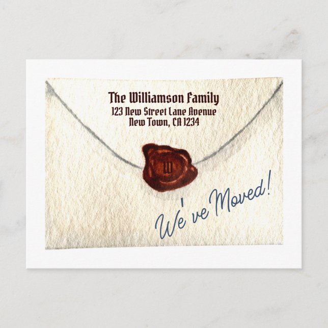 We’ve Moved Mediaeval Monogram Moving Announcement Postcard (Front)