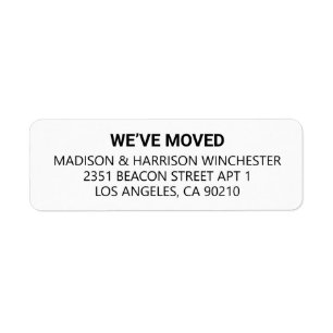 We’ve moved Minimalist modern black white custom Return Address Label