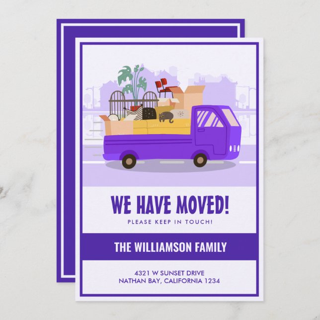We’ve Moved Purple Truck On The Road Moving Announcement (Front/Back)