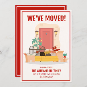 We’ve Moved Red Front Door Cute Moving Announcement