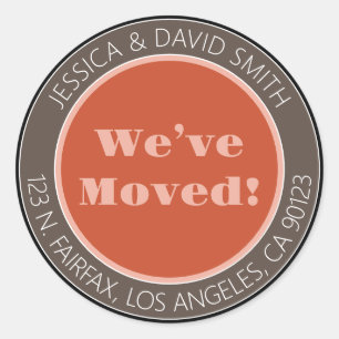 We’ve Moved! Retro-Modern Address Classic Round Sticker