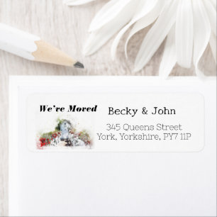 We’ve Moved Watercolor Flower Abstract Custom  Return Address Label