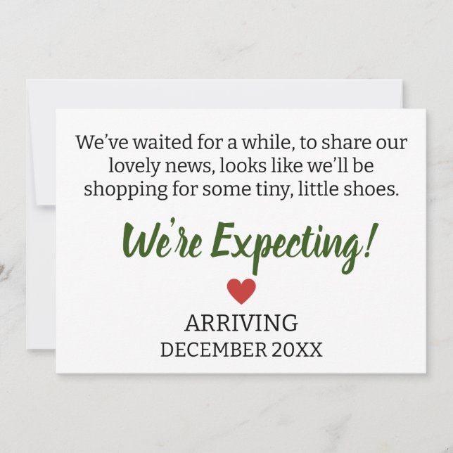 We’ve waited for a while, to share our lovely news announcement (Front)