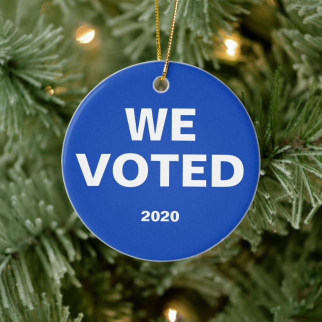 We Voted Blue White Year Politics Election 2020 Ceramic Ornament (Tree)