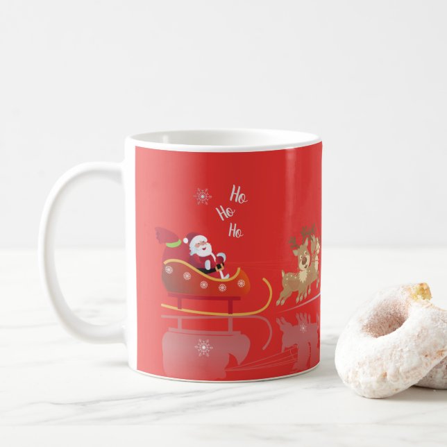We Waiting for Santa Ho! Ho! Ho! Winter Holiday Coffee Mug (With Donut)