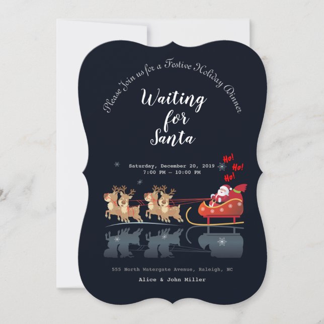 We Waiting for Santa Ho! Ho! Ho! Winter Holiday Invitation (Front)