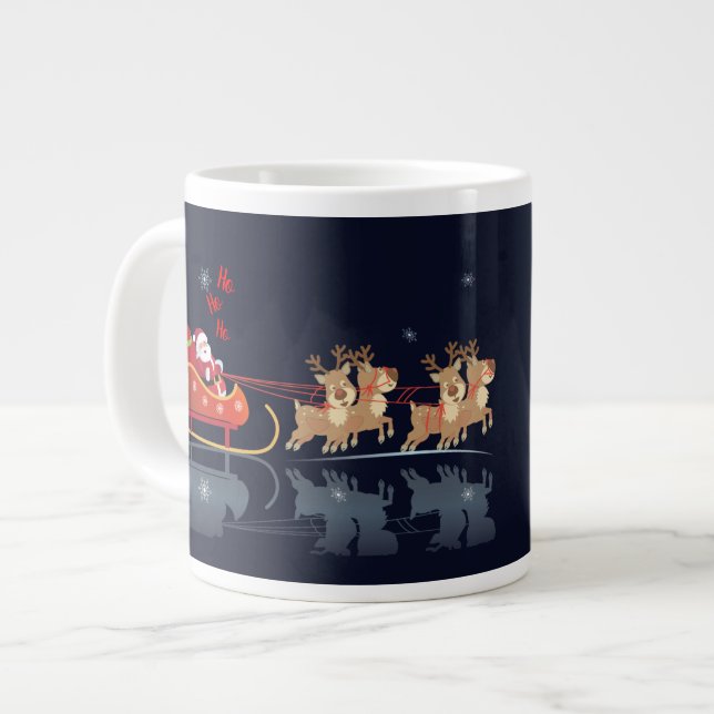 We Waiting for Santa Ho! Ho! Ho! Winter Holiday Large Coffee Mug (Front Left)