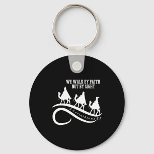 We Walk By Faith Not By Sight Christian Christmas  Key Ring