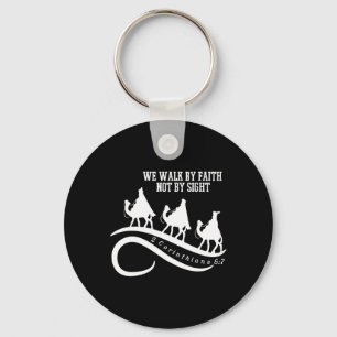 We Walk By Faith Not By Sight Christian Christmas Key Ring
