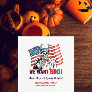 We Want Boo Patriotic Halloween Costume Party Napkin