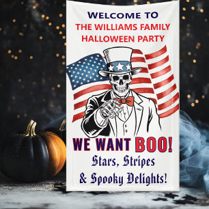 We Want Boo Patriotic Halloween Party Welcome Banner