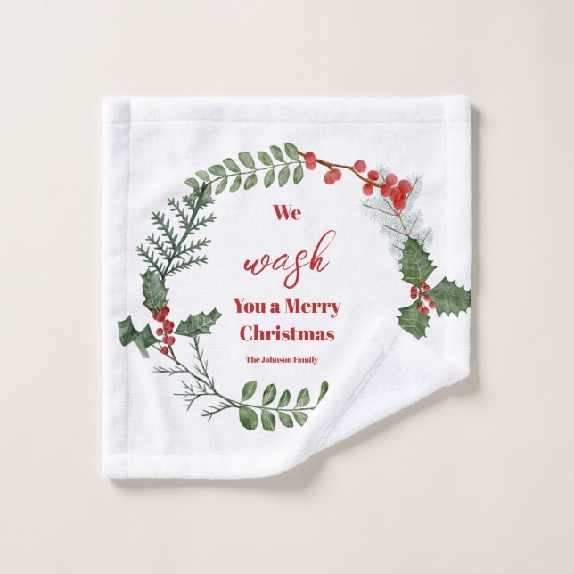 We Wash You a Merry Christmas Holiday Cloth (Wash Cloth)