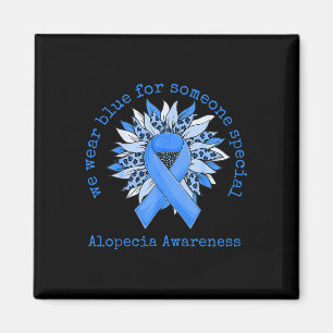 We Wear Blue Alopecia Awareness Sunflower Leopard Magnet