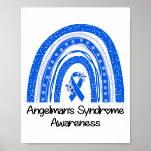We Wear Blue Angelman's Syndrome Floral Blue Ribbo Poster