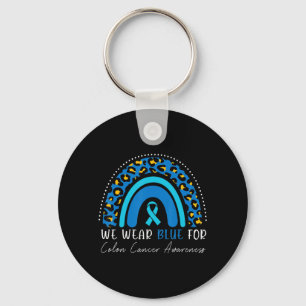 We Wear Blue Colourectal Colon Cancer Leopard Rain Key Ring