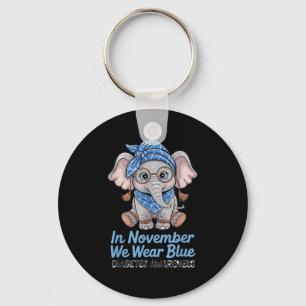 We Wear Blue Elephant Diabetes Awareness Funny Key Ring