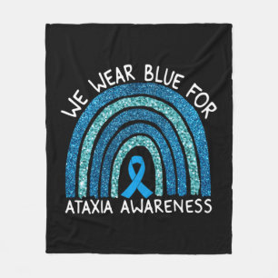 We Wear Blue For Ataxia Awareness Rainbow Gift Lon Fleece Blanket
