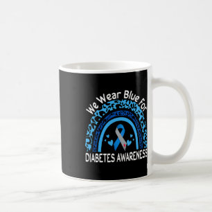 We Wear Blue For Diabetes Awareness Leopard Rainbo Coffee Mug