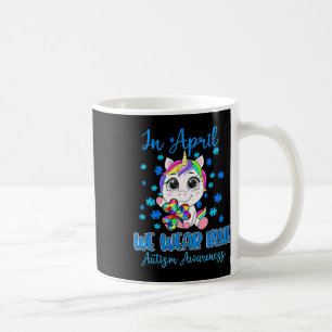 We Wear Blue Puzzle Pieces Shamrock Unicorn Autism Coffee Mug