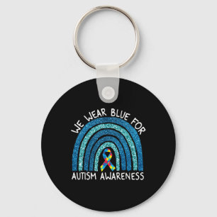 We Wear Blue Rainbow For Autism Awareness Key Ring