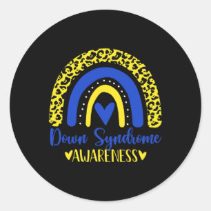 We Wear Blue Yellow Rainbow Awsewome Down Syndrome Classic Round Sticker