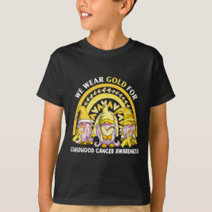 We Wear Gold For Childhood Cancer Awareness Gnomie T-Shirt